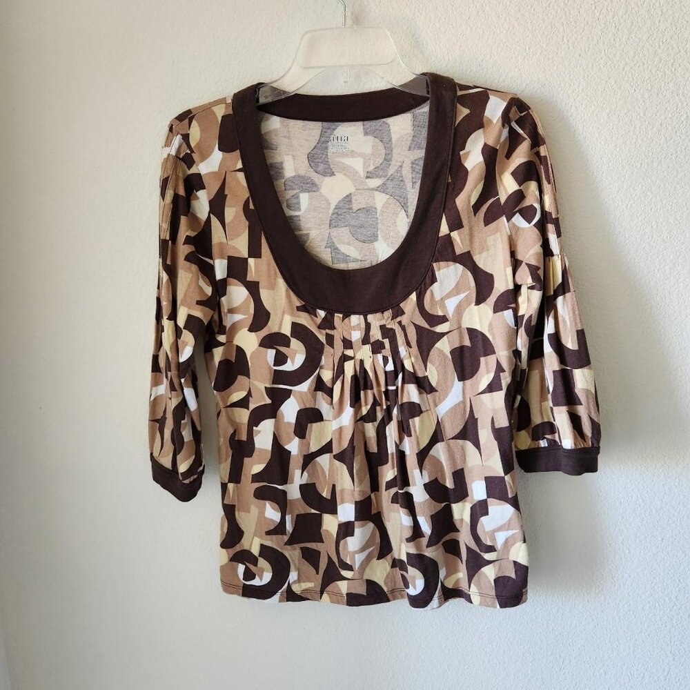 a.n.a. Vintage Y2k women's tan blouse Sz M Petite Boho Cottage Business Casual